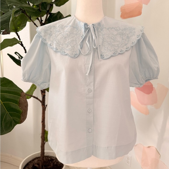 Umgee Tops - Blue Embroidered Top